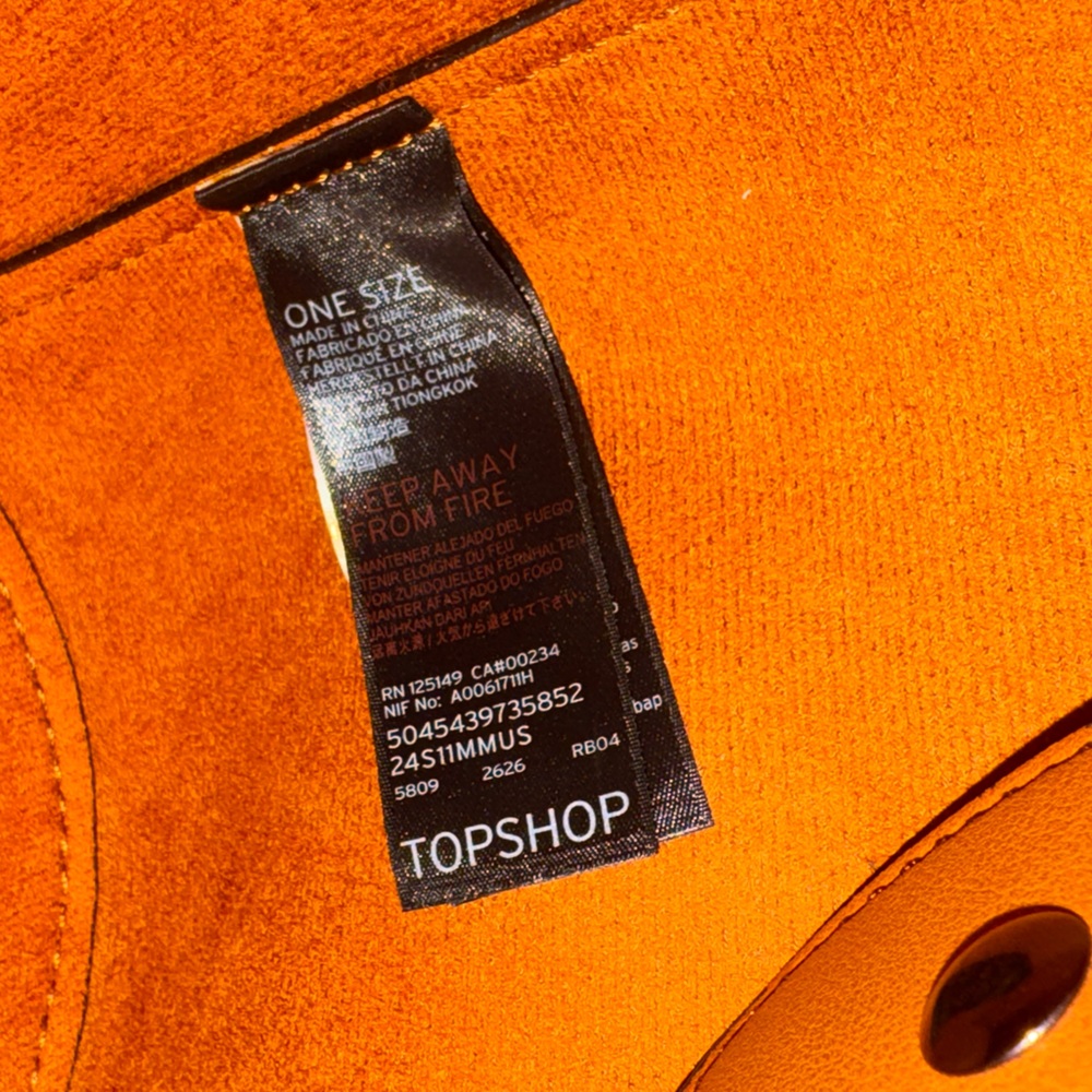 TopShop Faux‎ Fur Handle Caramel Brown Small  Bag w/ Mini Bag Inside - Picture 8 of 10